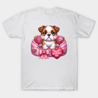 Valentine Bulldog in Bed T-Shirt